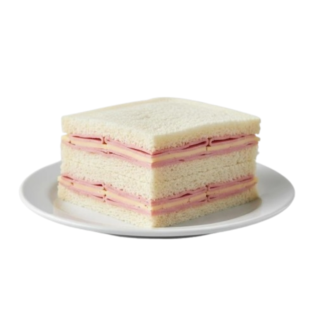 Sándwich de miga de jamón dulce y queso